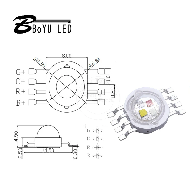 High-Power Cree LED2W4W8W Acht-Pin Full-Color Rood Groen Blauw Wit High-Power Led Lamp kralen 350mA