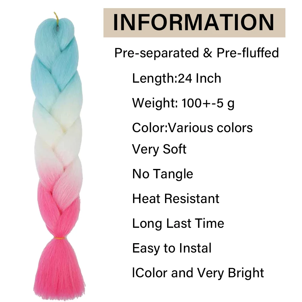 Synthetische Jumbo-Flechthaarverlängerung, 61 cm, hitzebeständige Faser in großen Mengen, Ombre-Synthetik-Jumbo-Zöpfe, Haar für rote schwarze Frauen