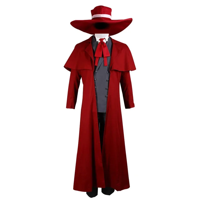 qq681SingXeng Anime Hellsing Alucard Vampire Hunter Cosplay Costumes With Hat Halloween Carnival Suit Customize