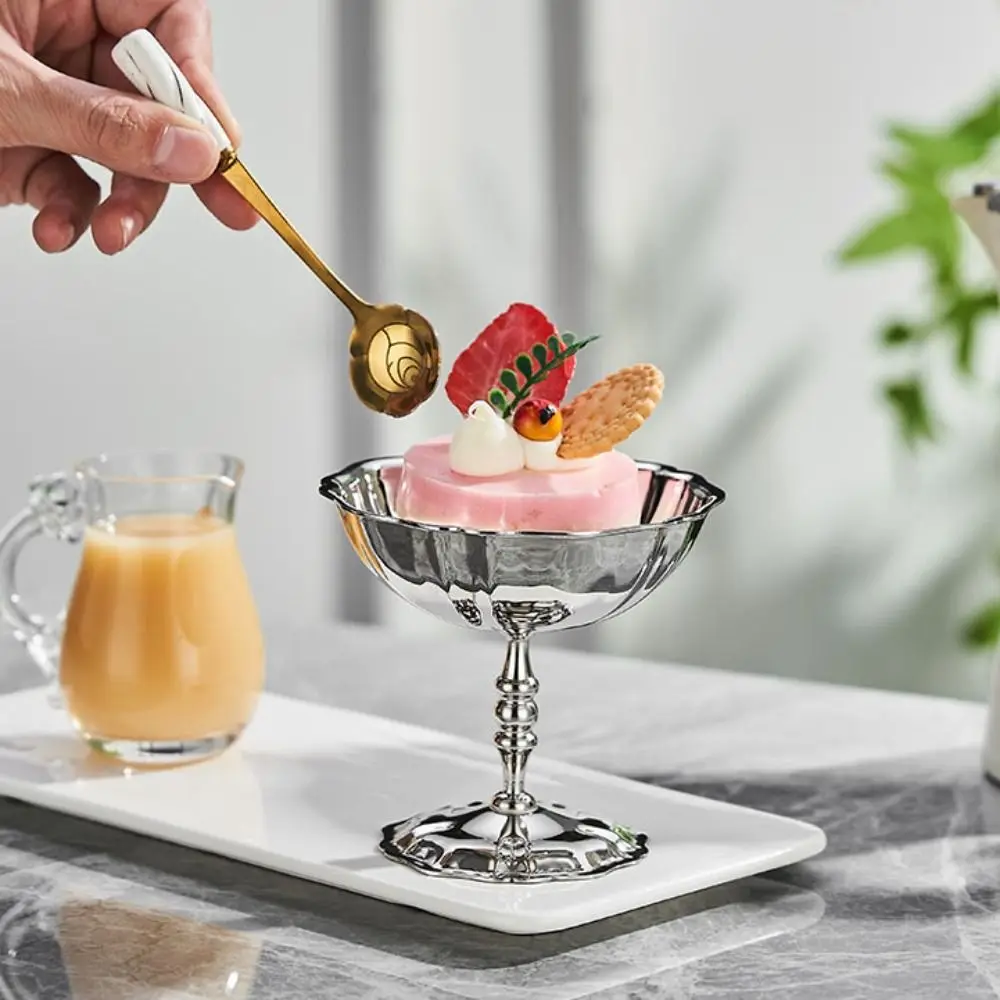 

Tableware Stainless Steel Ice Cream Cup Anti-rust Unbreakable Pudding Cup Silver Dessert Goblet Bar