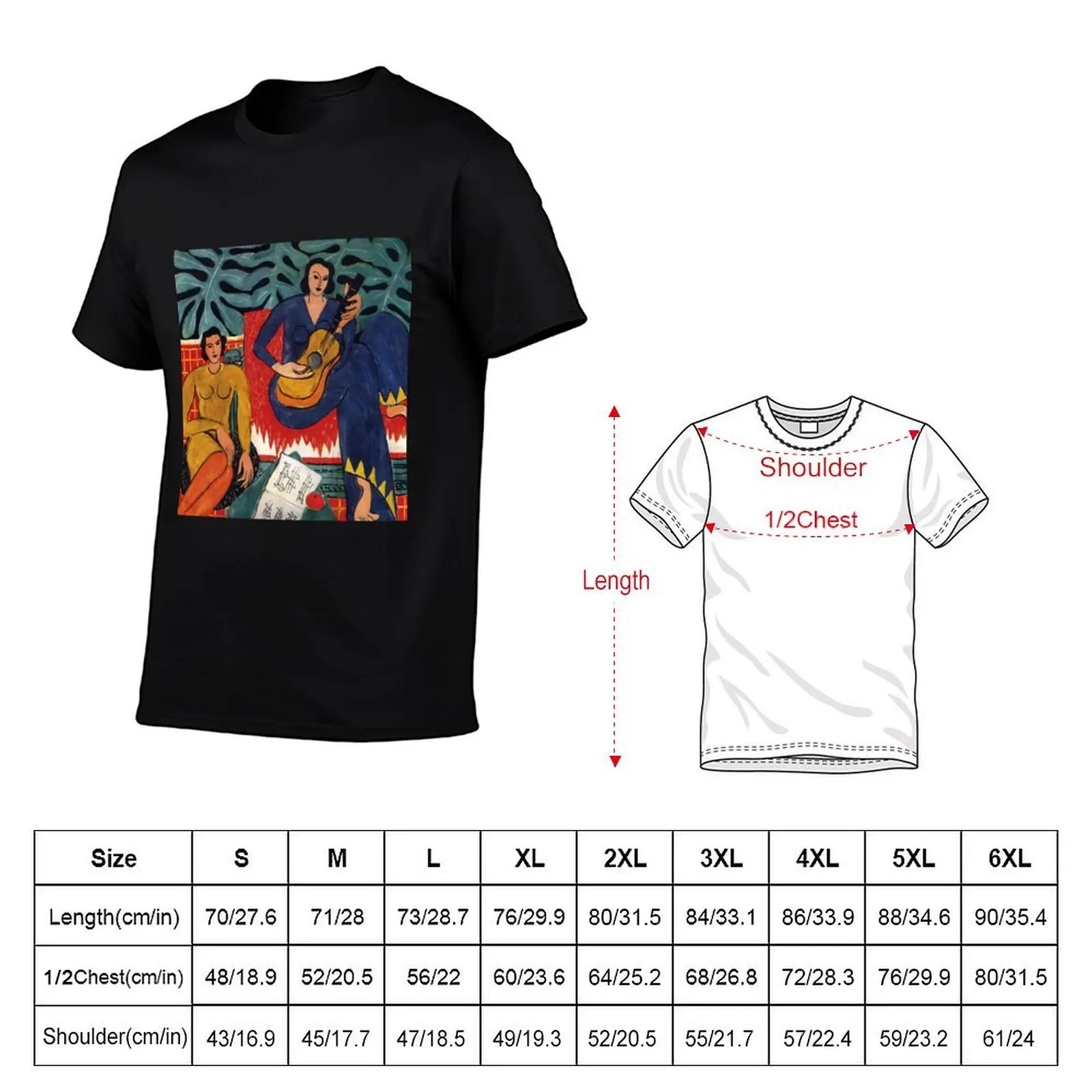 De muziek door Henri Matisse 1939 T-shirt man t-shirt man t-shirt zware katoenen heren grafische t-shirts T-shirt