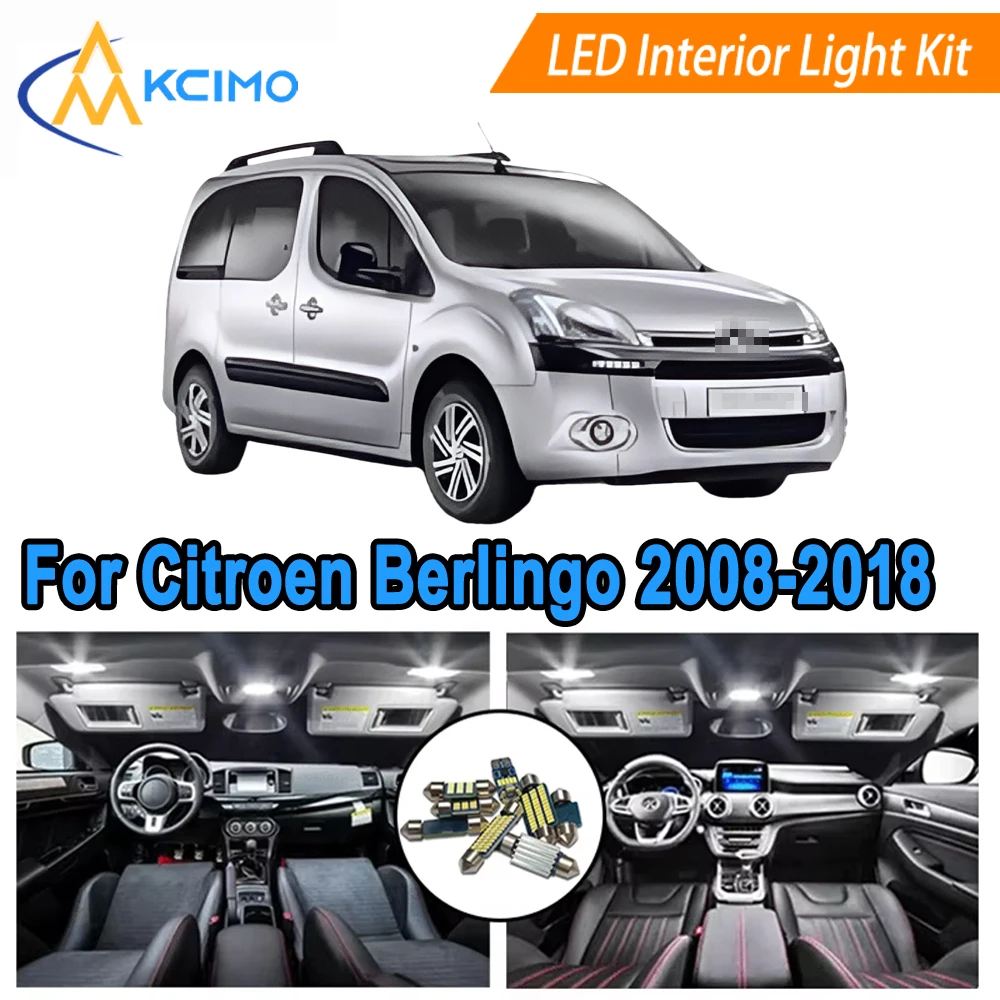 Car Interior Light For Citroen Berlingo B9 MK2 II (2008-2018) Overhead Cabin Interior Dome Light LED Bulb Map Lamp Replacement