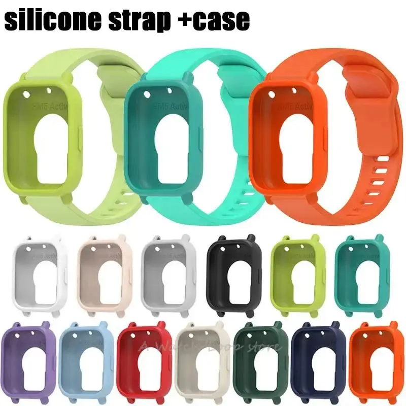 

Silicone Case + Strap for Redmi Watch 5 Lite / 5 Active Repacement Bracelet Belt Smart Watchband Protective Shell Cover