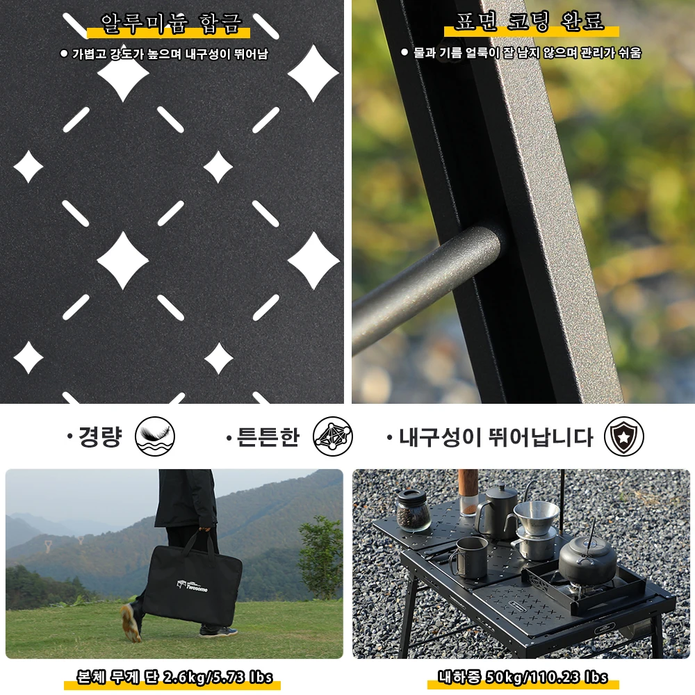 طاولة تخييم قابلة للطي مكونة من وحدات، سطح من الألومنيوم وقابلة للتوسيع، خفيفة الوزن، مدمجة، متينة، طاولة خارجية IGT