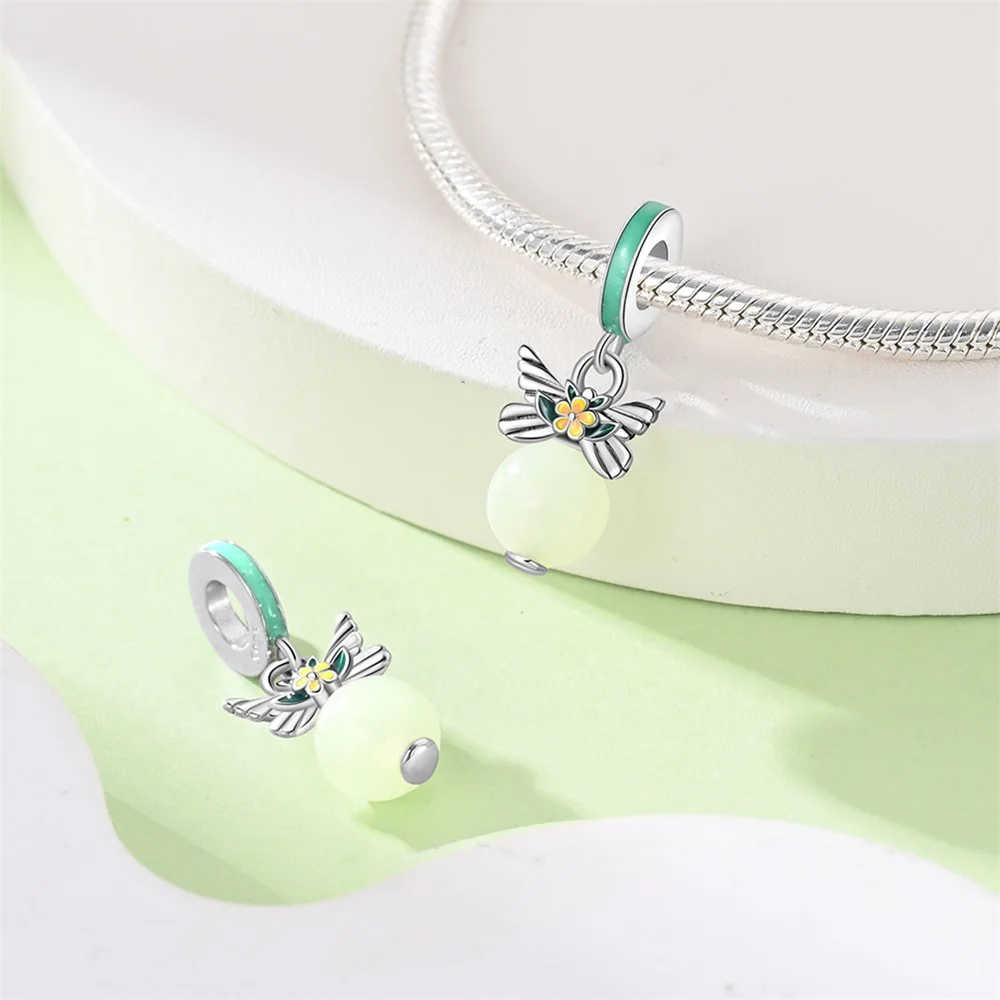 Charms Original 925 Sterling Silver Light-emitting Plant Pendant Beads Fit Bracelet Diy Fine Gift Women Delicate Jewelry Accesso