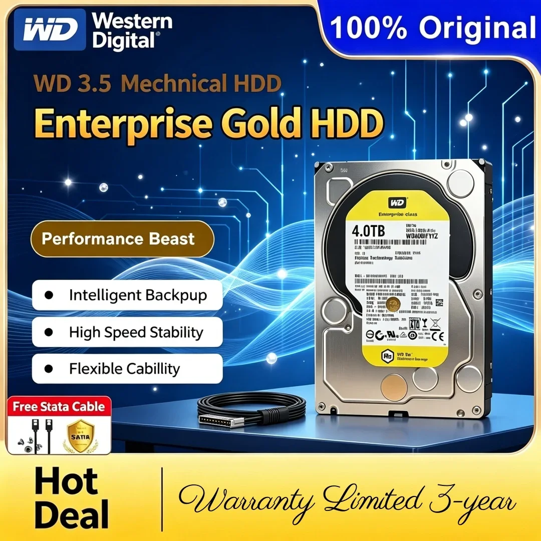 Western Digital WD Gold 3.5" Enterprise Mechanical HDD 1TB/2TB/4TB for Surveillance Desktop NAS