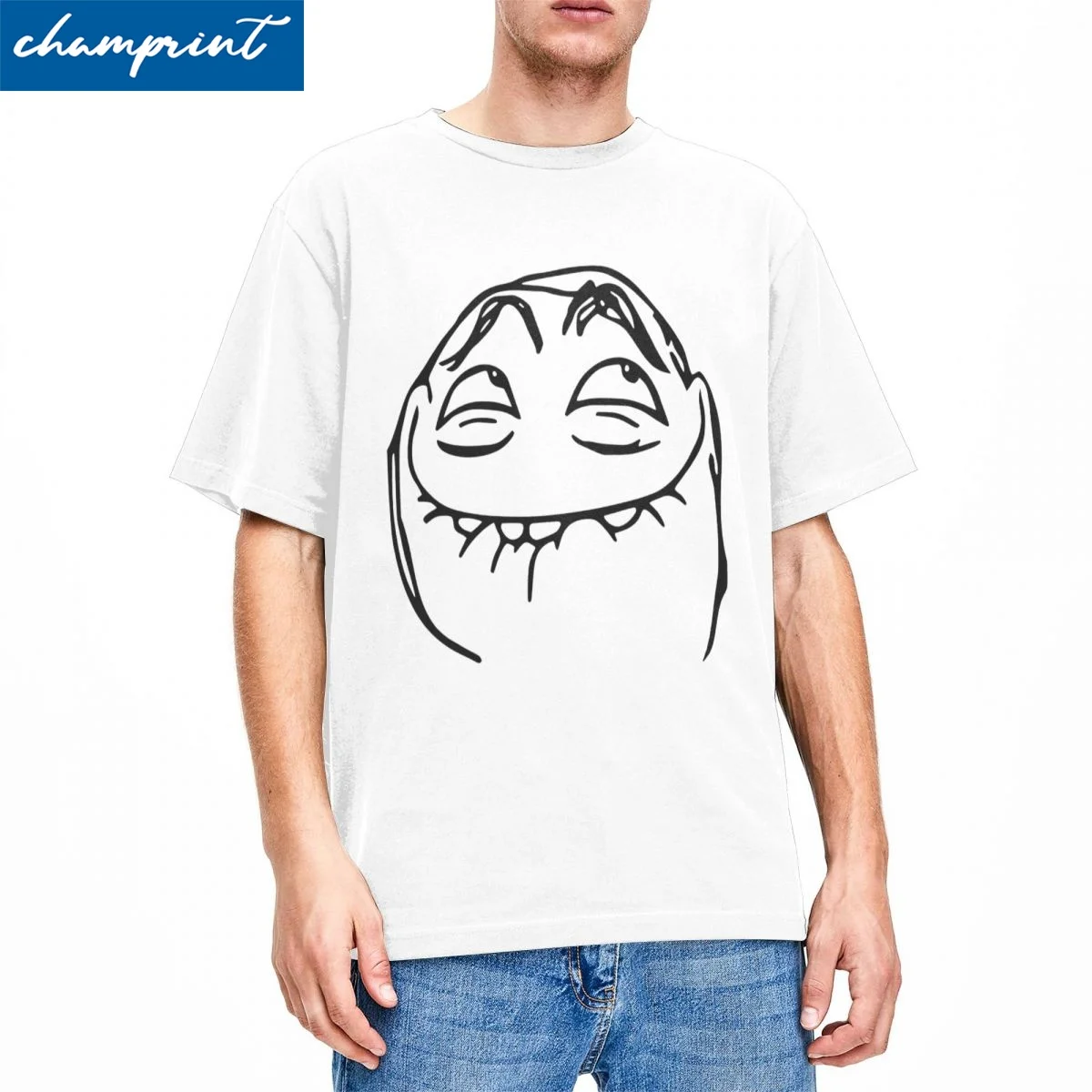 Happy Guy Trollface Meme Men Women T Shirt Amazing Tees Short Sleeve Round Collar T-Shirt Cotton Plus Size Clothes