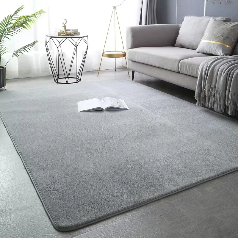 VIKAMA Einfarbiger Korallen-Fleece-Teppich für Wohnzimmer, Sofa und Couchtisch, Schlafzimmer, begehbarer Schrank, großer Teppich, Heimdekoration