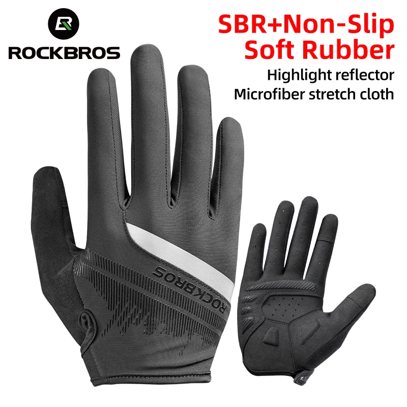 ROCKBROS Cycling Gloves Spring Autumn Screen Touch Full Finger Bike Gloves Sports Shockproof Breathable MTB Road Bicycle Gloves