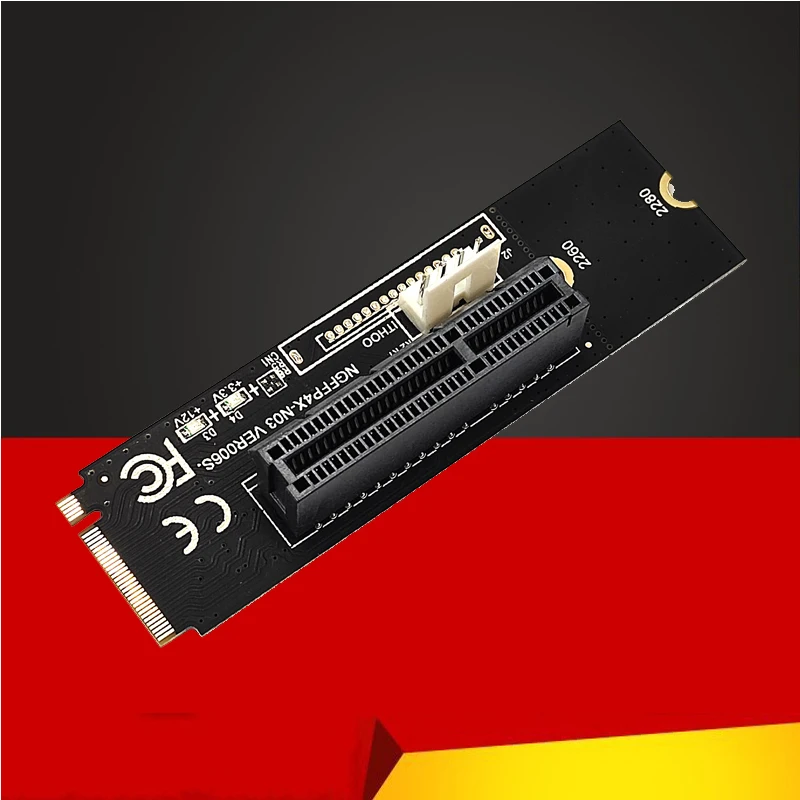 Adaptateur de carte Riser M2 vers PCIE 4X, transfert de clé M vers PCIe avec indicateur de tension LED pour PCI Express 1X à 16X Riser Mining