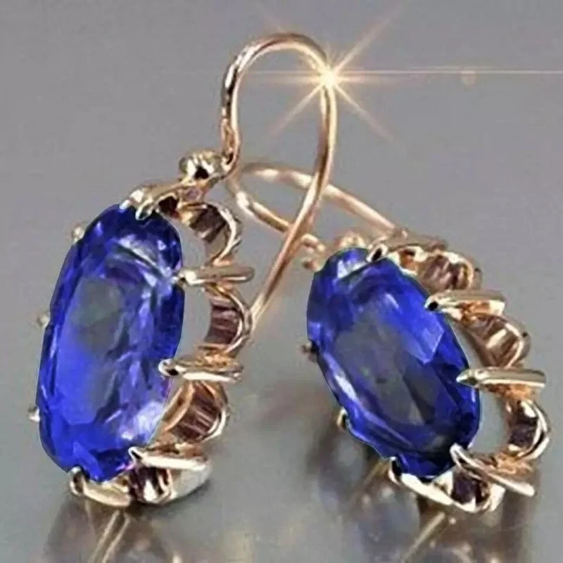 Vintage Crystal Earrings for Women Blue Purple Red Stone Earring Wedding Earrings Birthday Party Jewelry Gift Pendientes Mujer