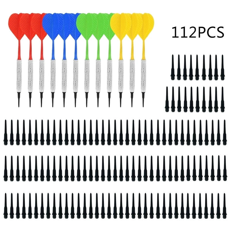 Set of 12Pcs Plastic Tip Darts, Not Easy to Break and Bend Professional 14g Soft Tip Darts with Iron Nickel Plated Shaft