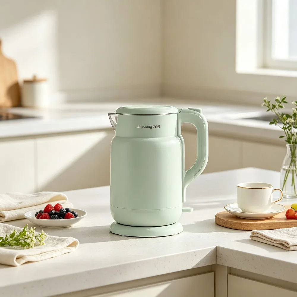 1.5L Double Wall 304 Stainless Steel Electric Kettle, 0-Glue Home Water Boiler, Anti-Dry Boil Safety Durable for Kitchen