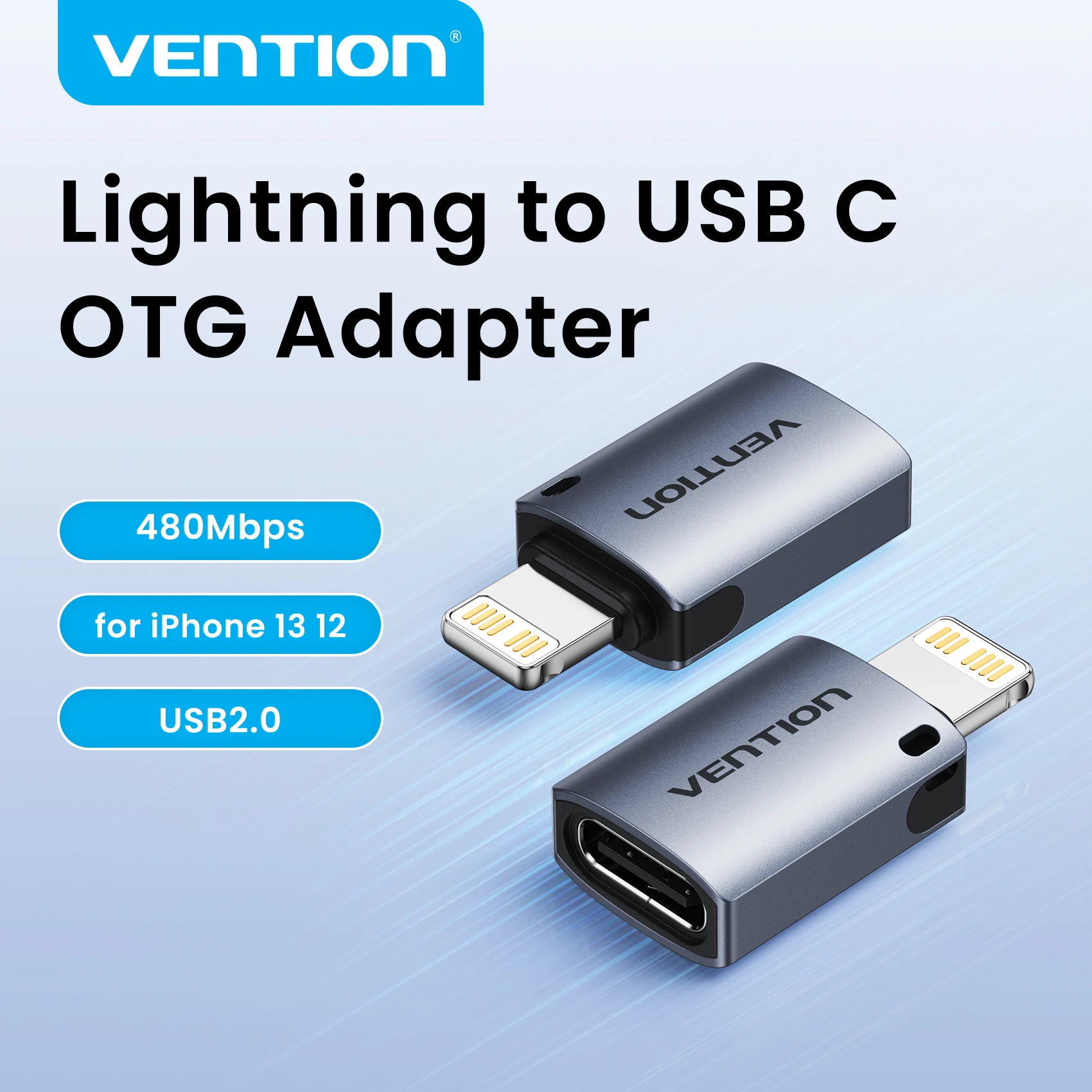 Vention Lightning OTG Typ-C zu Lightning OTG Adapter USB-C Buchse zu Lightning Konverter für iPhone 14 13 Typ-C OTG Anschluss