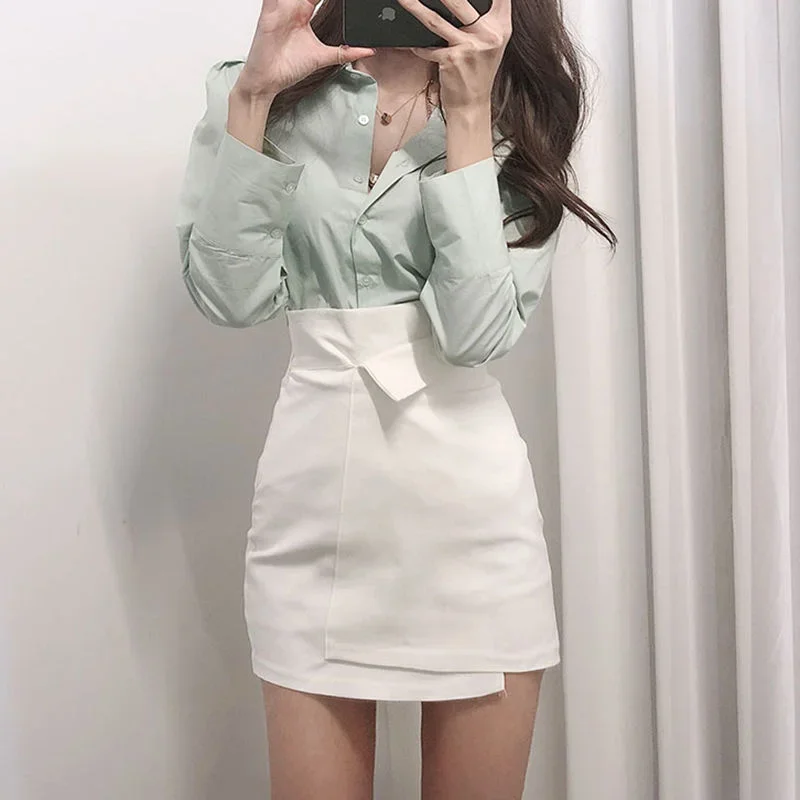 Le donne avvolgono stretto ufficio formale estate 2025 offerta giovanile Emo stile coreano Y2k abbigliamento gonna da donna blu gonne a vita alta