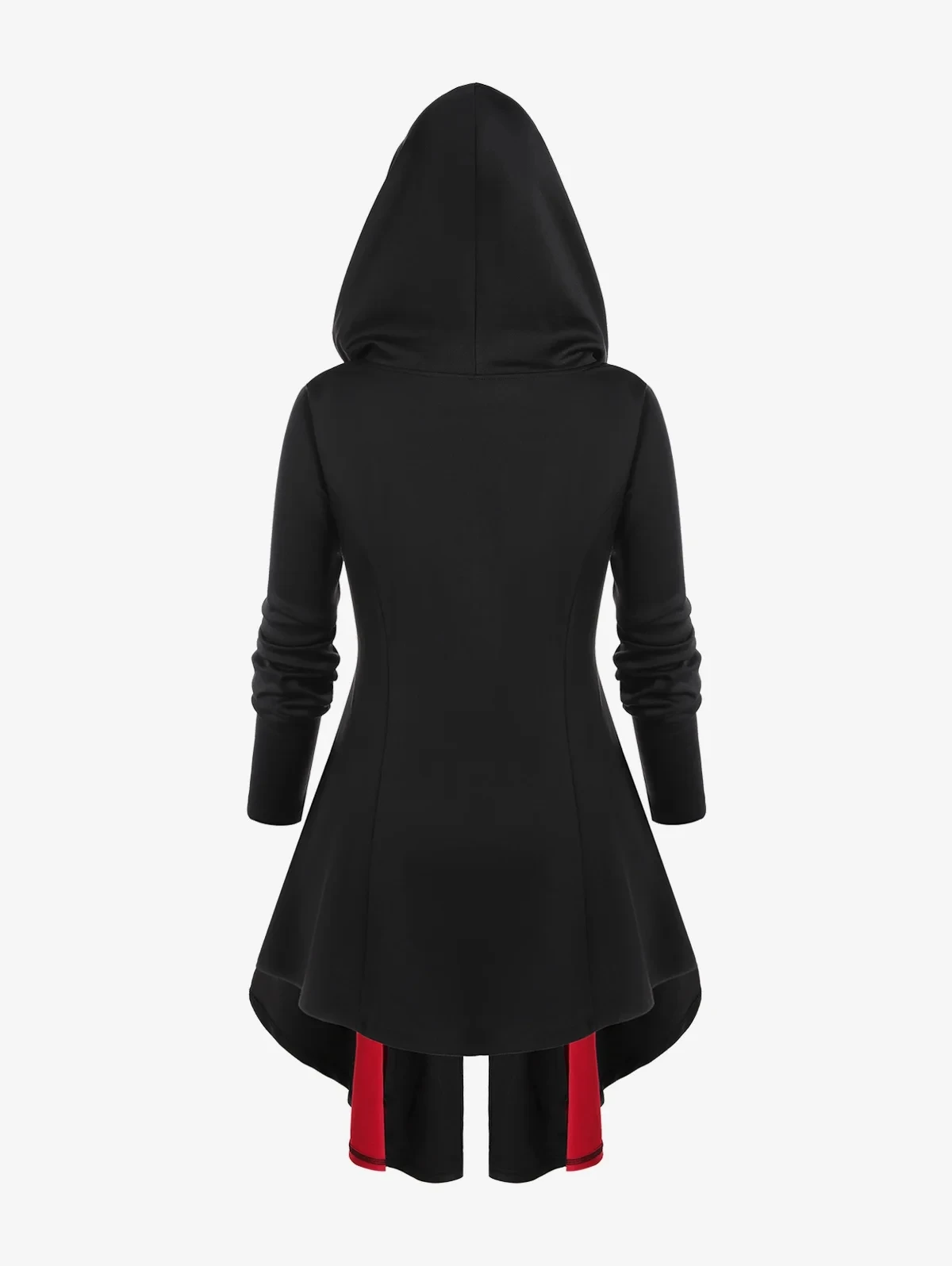 Gothic Hooded Lace Up Grommets Colorblock Coat Long Sleeves Asymmetrical Zipper Sweatshirts For men and women Hoodies Winter