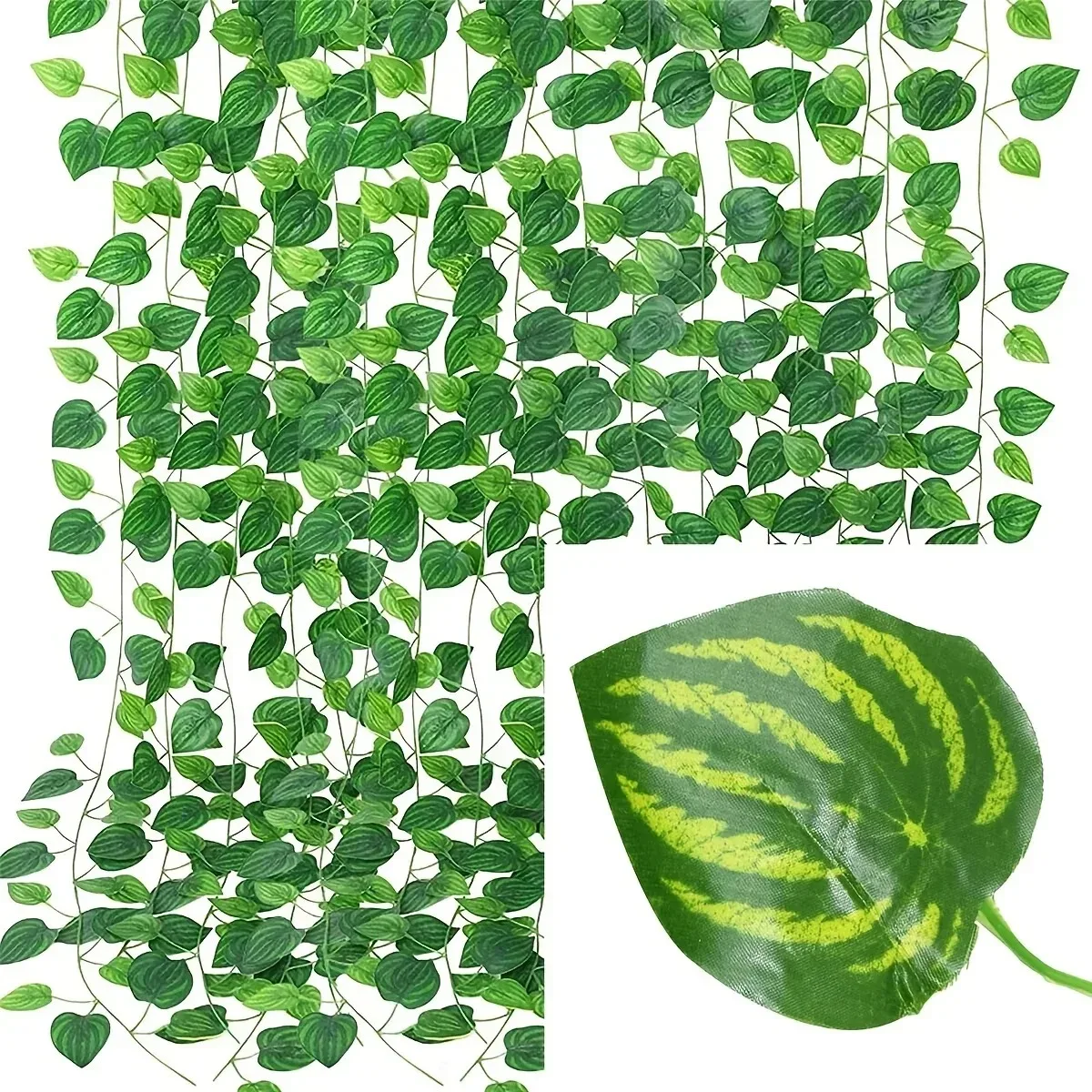 Künstliche grüne Efeublätter, Rattan-Krieffelblätter, Ranke, Hängegirlande, DIY, künstliche Blumen, Pflanzen für Garten, Hochzeit, Party, Heimdekoration