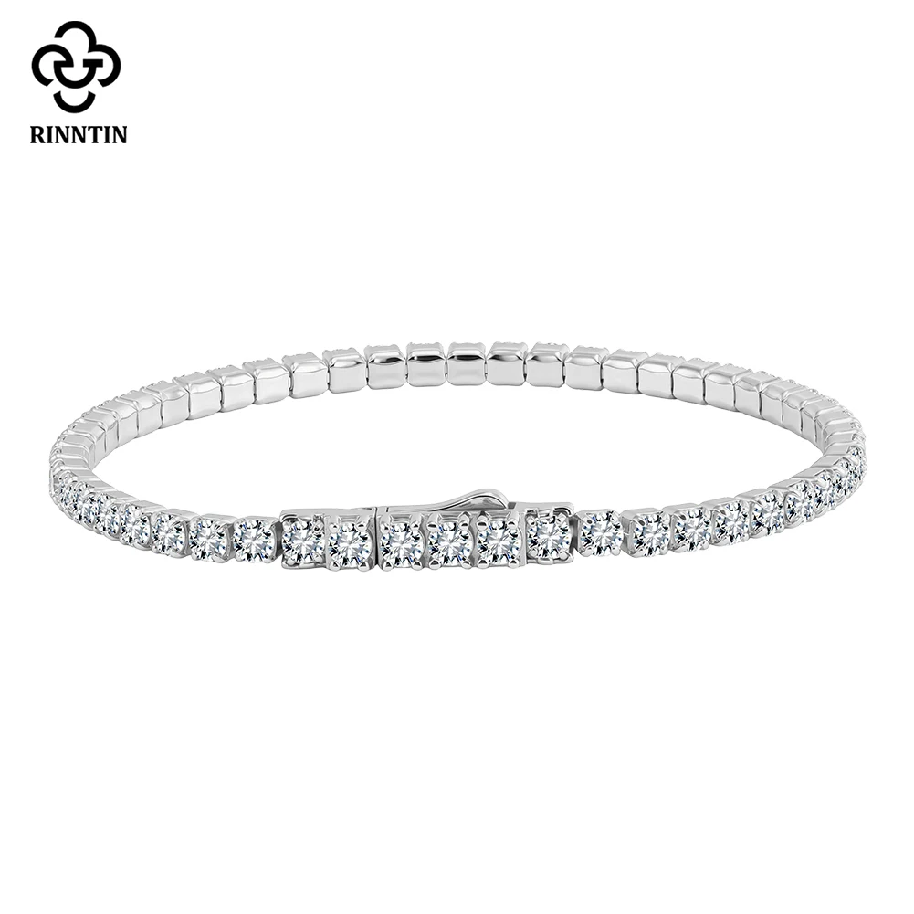 

Rinntin Genuine 925 Sterling Silver Fashion 2mm 3mm Tennis Bracelet with 4A Clear Zirconia Bracelet Jewelry for Women SB225