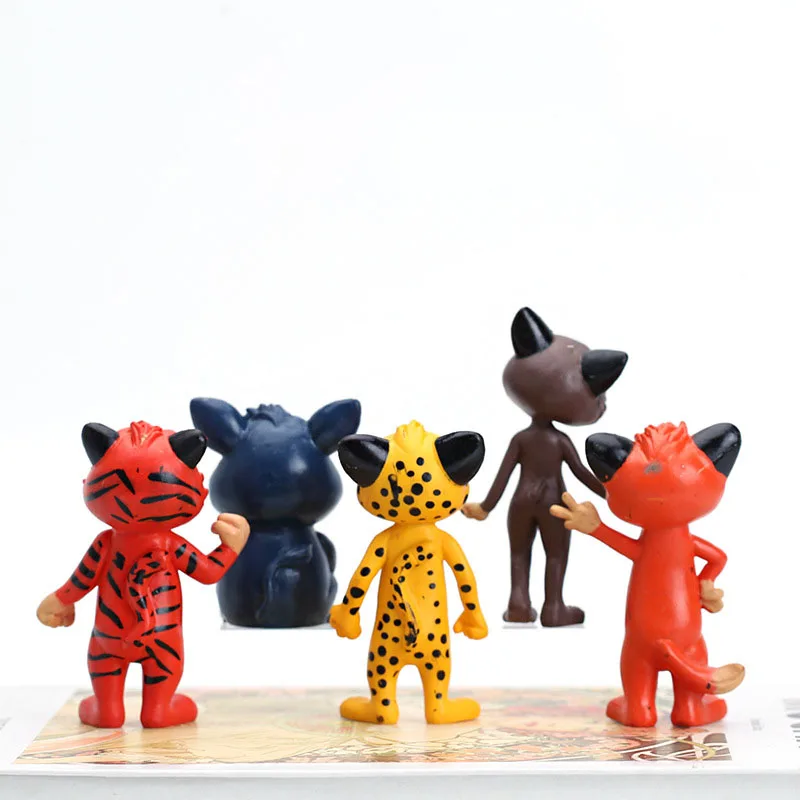 5pcs/set Russian Anime Leo & Tig Action Figures Toy Leopard Brothers PVC Tiger Model Dolls Collect For Children Kids Gift