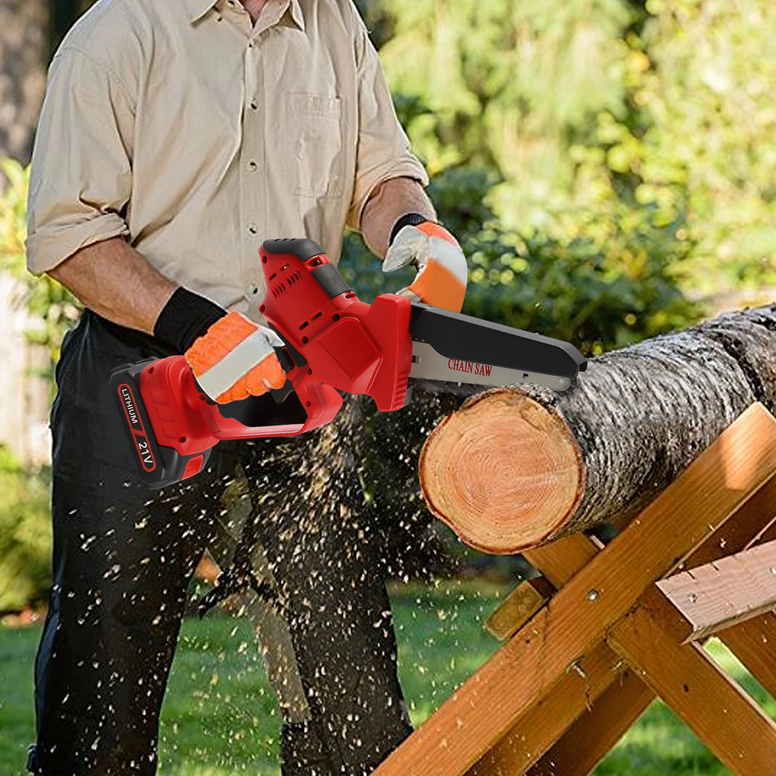 One-Hand Handheld Electric Compact Portable Chainsaw Rechargeable Powered for Tree Trimming and Branch Pruning Wood Cutting