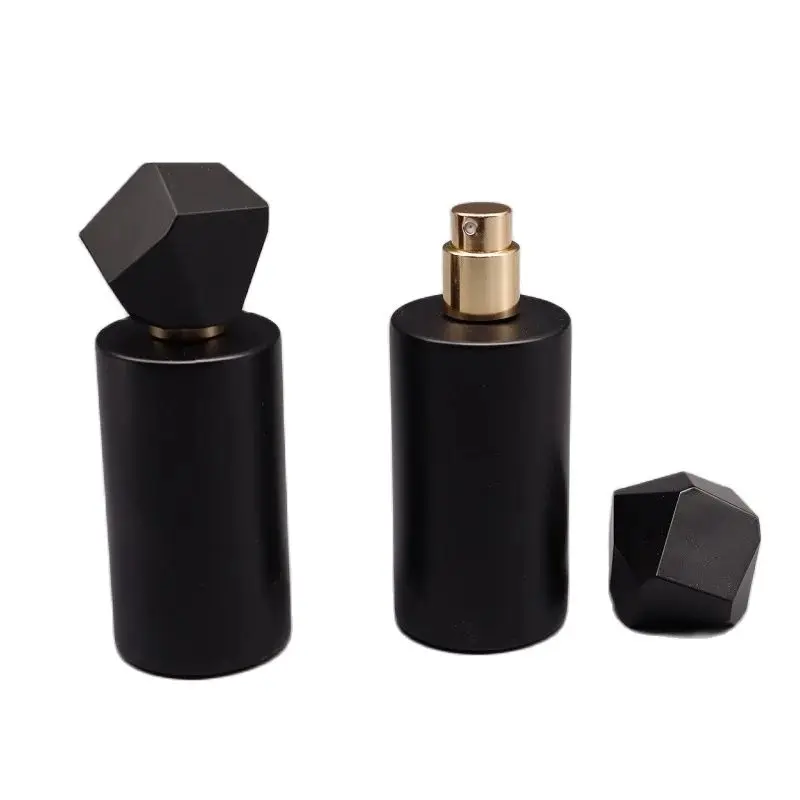 

10Pcs/lot Luxury Black Glass Perfumes Bottle 50ml Cylinder Cosmetics Travel Perfume Refill Bottle Screw Lid Squirt Spray Bottles