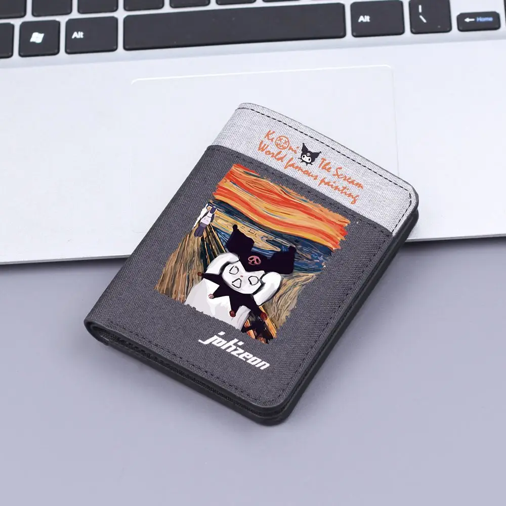  Kuromi Wallet Card Bag ID Credit Card Clip 2-in-1 Multi Layer Large Capacity Short Folding Driver's License Document Clip