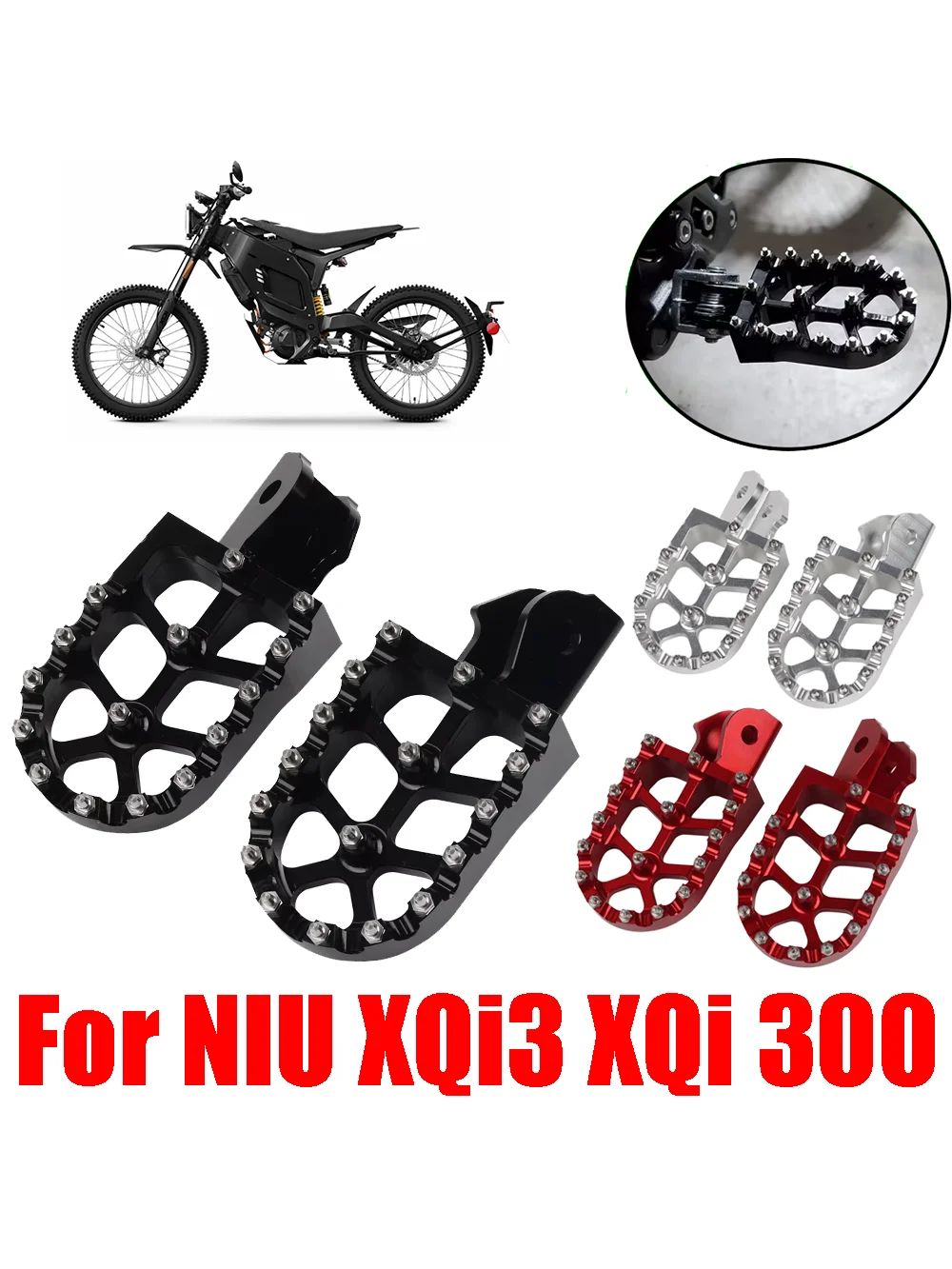 AliExpress S2R For NIU XQi-3 XQi3 XQi 300 Electric Dirt Bike Anti-Fall Anti Slip Enlarged Footrest Footpeg Foot Pegs Rest Foot Pedals