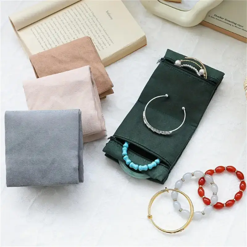 

New Foldable Jewelry Organizer Multiple Compartments High Capacity Travel Jewelry Storage Bag Zipper Delicate Clutch Bag Travel