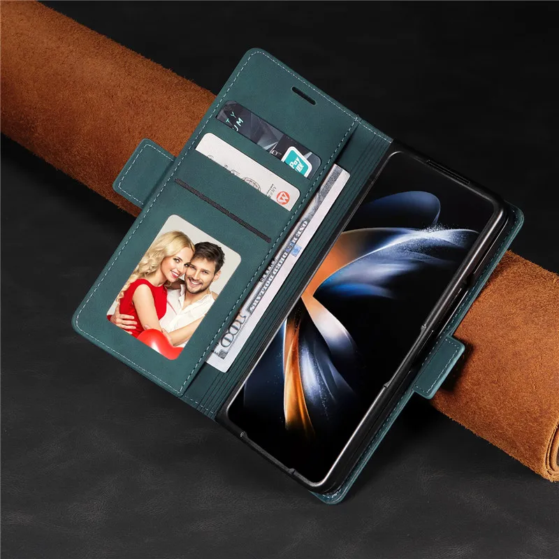 EUCAGR Flip Leather Wallet Phone Case For Samsung Galaxy Z Fold 7 6 5 4 3  ZFold6 Shockproof Soft Cover For Galaxy Z Fold7 6 5 4