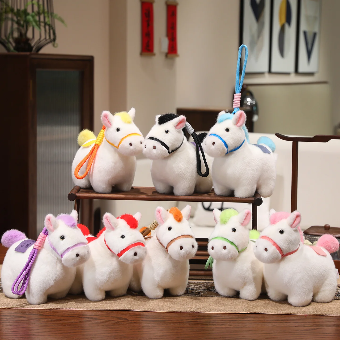 

2026 Small Horse Pendant Plush toy Keychain Anime Figures Doll Stuffed Game Soft Doll Kawaii Decoration Plush Toy Gifts 12cm