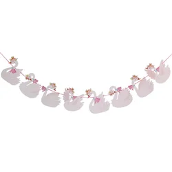 Paper White Swan Garland Banner Bunting Pink White Wedding Decorations for Home Birthday Party Supplies Baby Shower Girls Decor