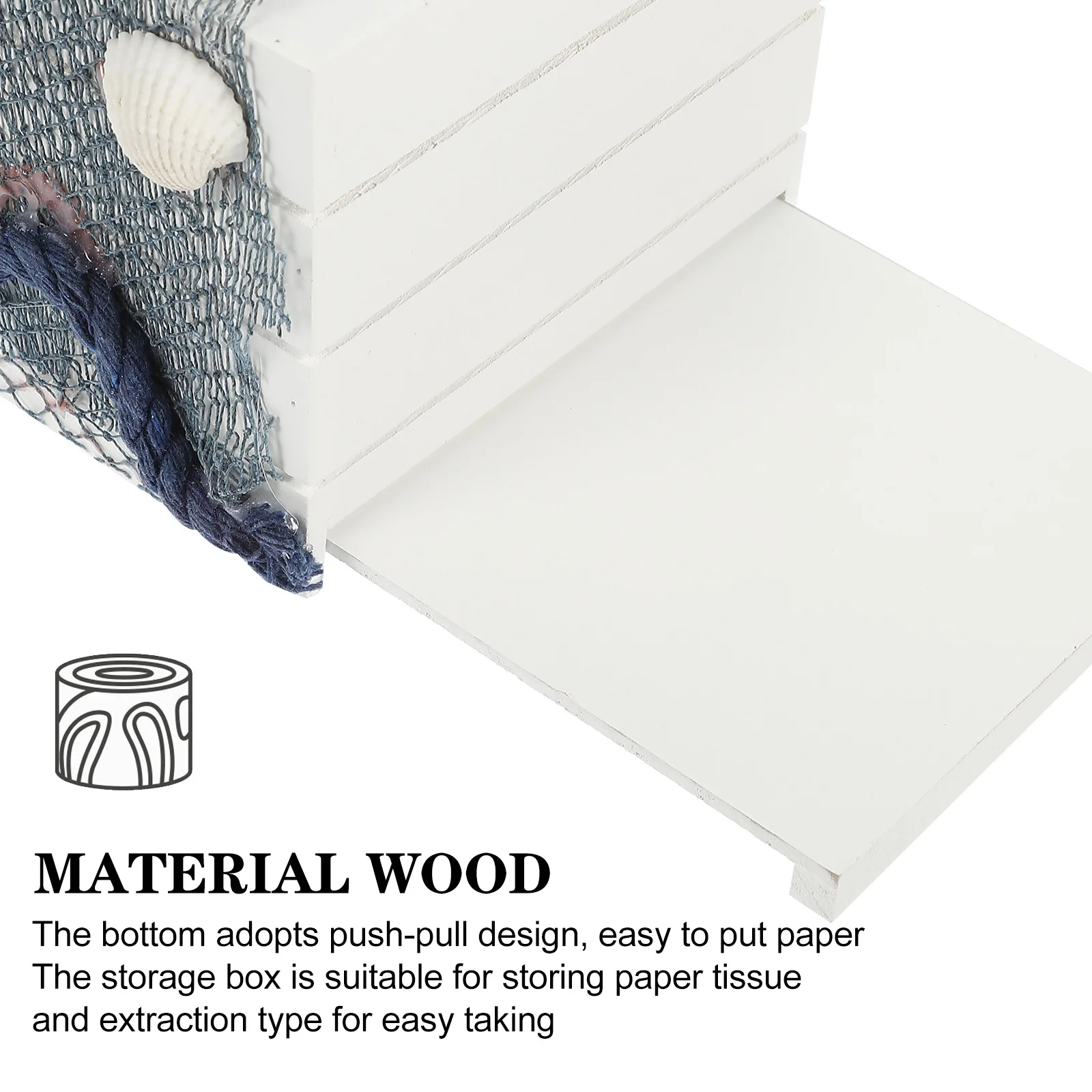 

1pcs Wooden Tissue Box Holder Mediterranean Style Napkin Storage Case For Living Room Bedroom Desktop Tissue Container