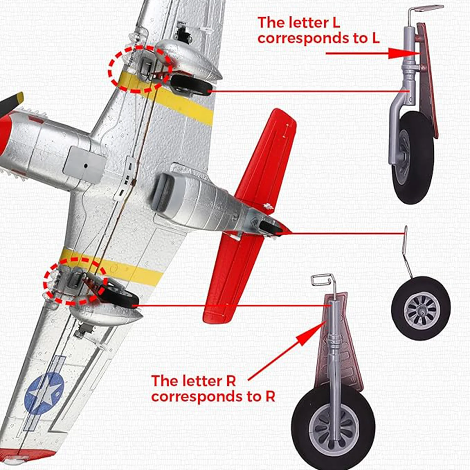 Train d'atterrissage pour avion WLtoys XK A280 P51 Mustang RC, pièces de rechange pour avion RC sans balais WLtoys, accessoires de roues