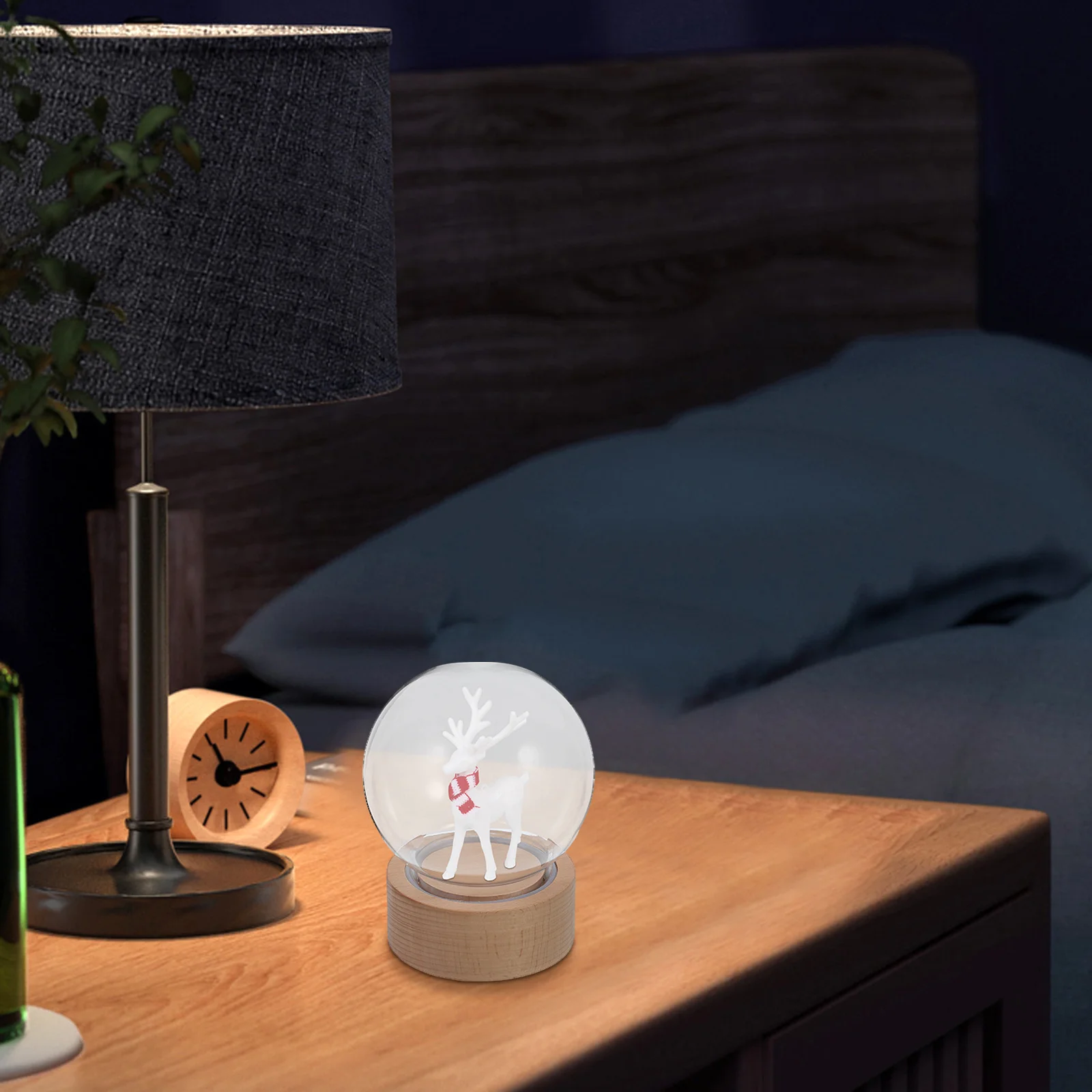 

Clear Glass Snow Globe Music Box Dome with Wooden Base DIY Snow Globe Kit for Craft Projects Display Decoration