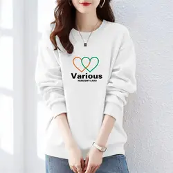 Hoodies Geometric Lantern Long Sleeve Spring Autumn Women's Clothing Loose Fashionable Letter Printing Round Neck Korean Tops