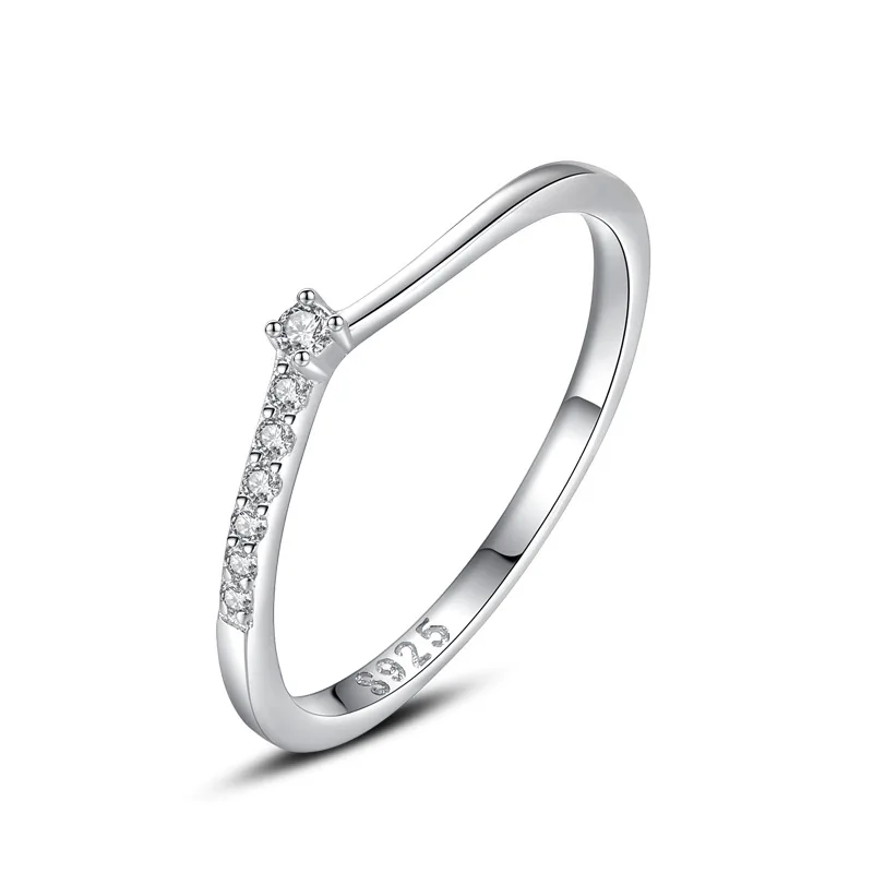 

Female Simple Jewelry White Gold 925 Silver Eternity Band Ring for Girls