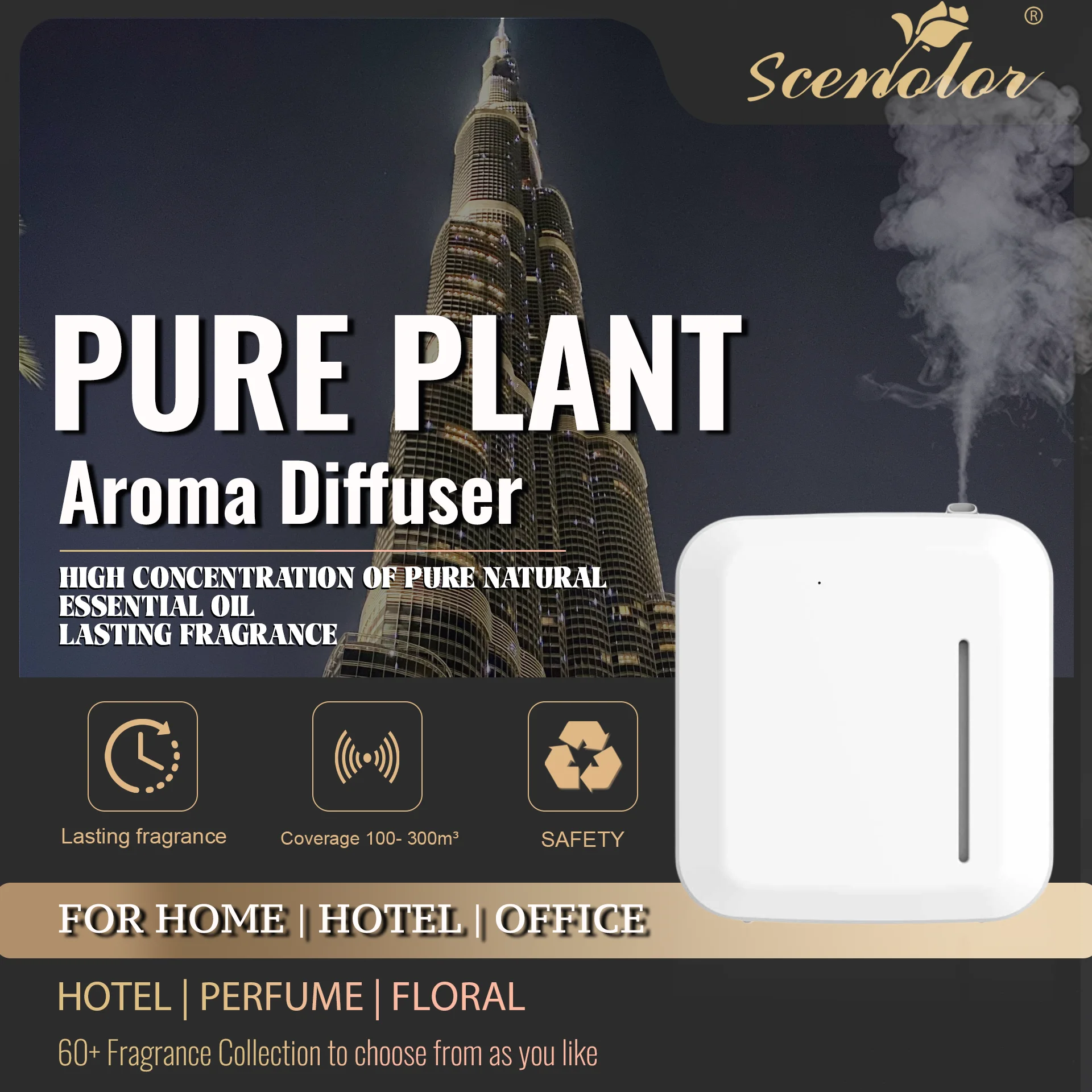 

Pure Plant Essential Oil App Control Aroma Diffuser Perfume Machine Remove Odor Automatic Sprayer Air Freshener Device For Hotel