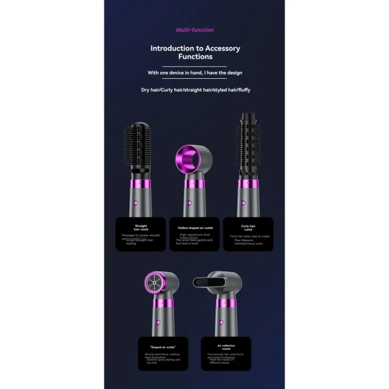 

A61I Расческа для укладки волос 5-в-1 Расческа с горячим воздухом Автоматическая щипцы для завивки волос Прямой набор для выпрямления фена двойного назначения Британская вилка