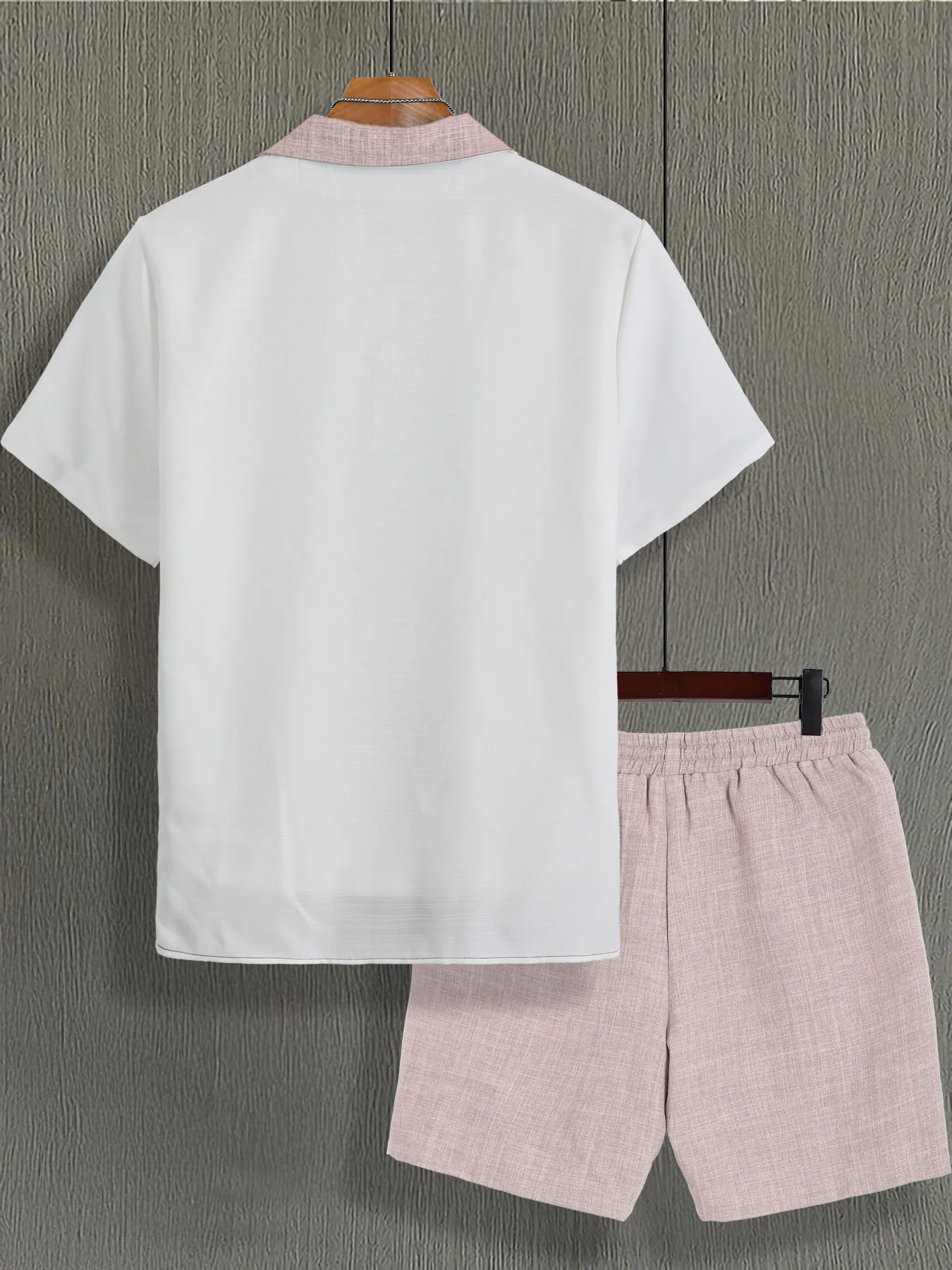 Color-Blocked Collar, Faux Lin - Short Linen Drawstring ulasan dan harga