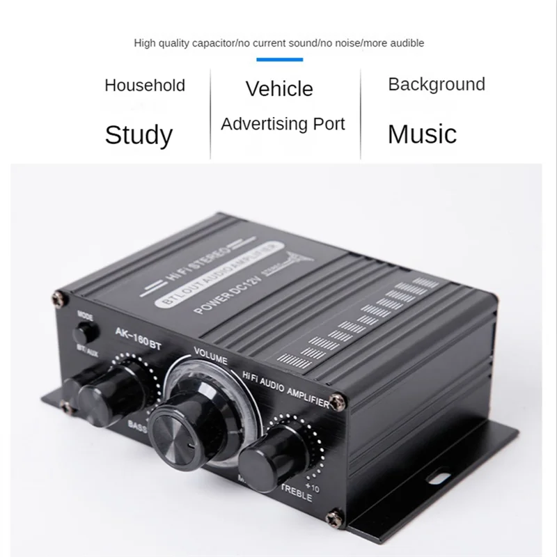 A42Z-AK-160BT 2 Channel Power Amplifier Audio Home Theater Amplifier Support Bluetooth-Compatible With USB/SD AUX Input