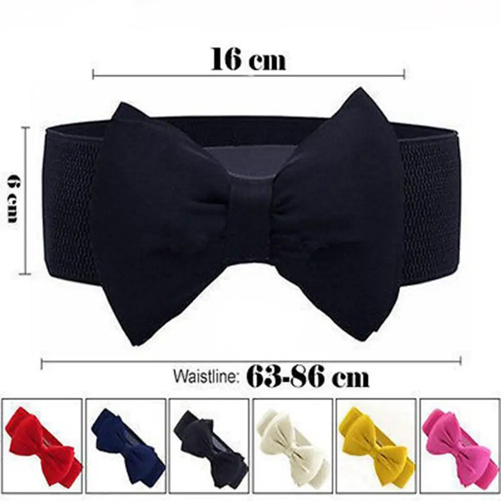 Женский эластичный широкий эластичный ремень с пряжкой-бантом