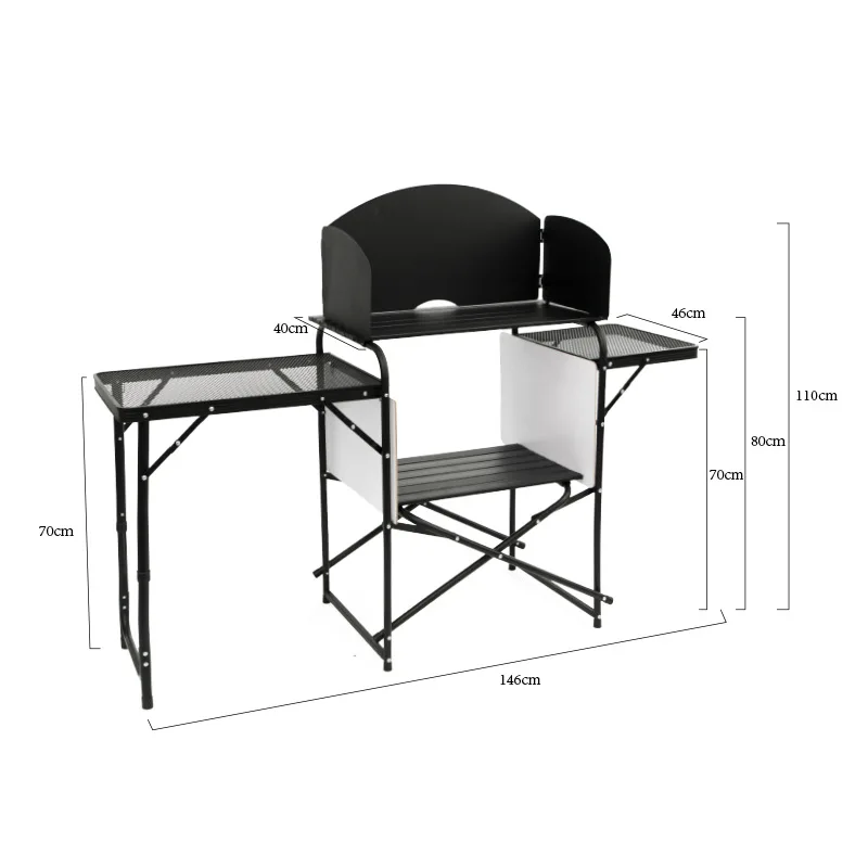 Mounthiker Outdoor Aluminum Alloy Foldable Storage Multiple People Mobile Kitchen Table for Camping Mountaineering Travel SZK358