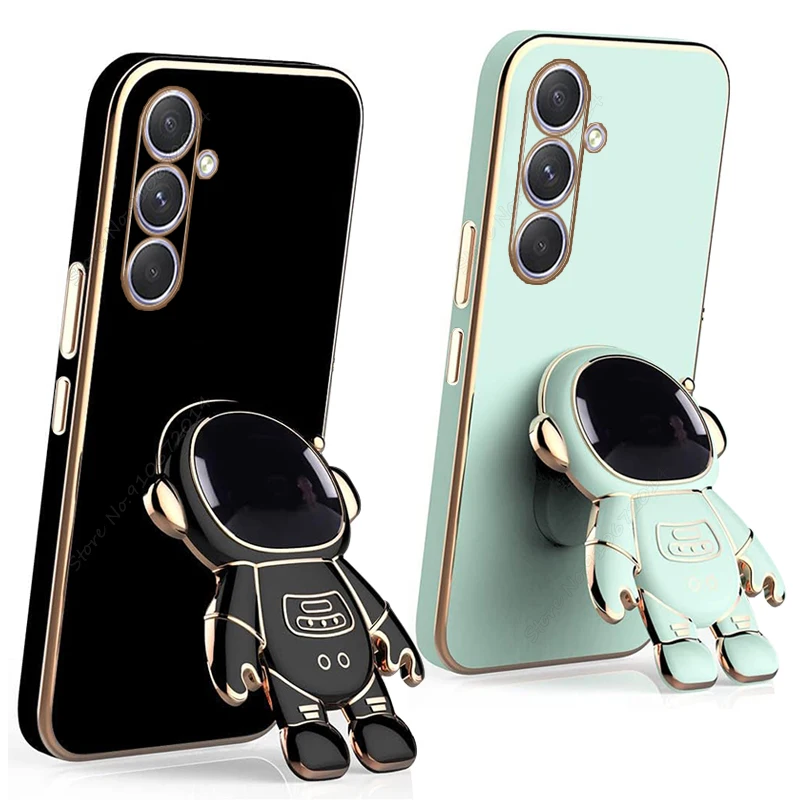 3D Astronaut Holder Phone Case For Samsung Galaxy A55 A54 5G A15 A25 A35 A53 A52 A24 A33 A12 A13 A22 A23 A24 A32 A14 A34 Cover