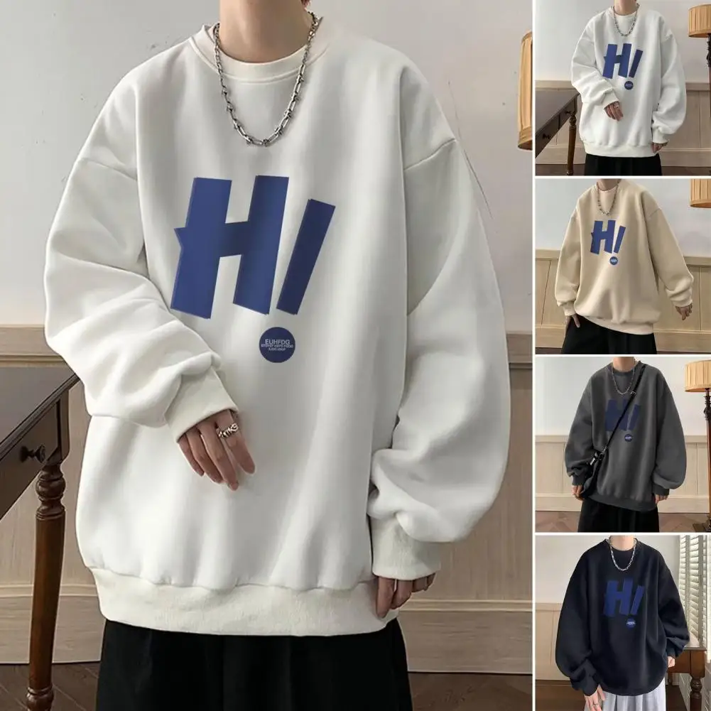 

Long Sleeve Men Sweatshirt Vintage Letter Print Men's Sweatshirt Oversized Soft Warm Sports Casual Top Loose Fit Men Sweatshirt