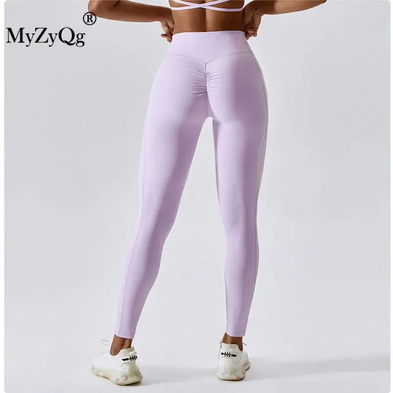 MyZyQg Women High Strength Yoga Leggings Push Up Hip Pocket Quick Dry Fitness Cross Waist Tight Running Sports Pants