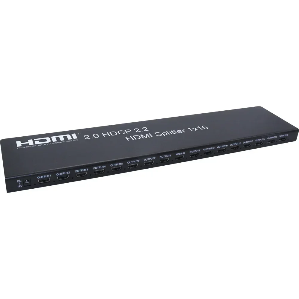 HDMI 2.0 1x16 Screen Splitter Adatper 4K 60Hz 3D HDR 1 Input and 16 Outputs Video Distributor for PS4 DVD Laptop PC TV Monitor