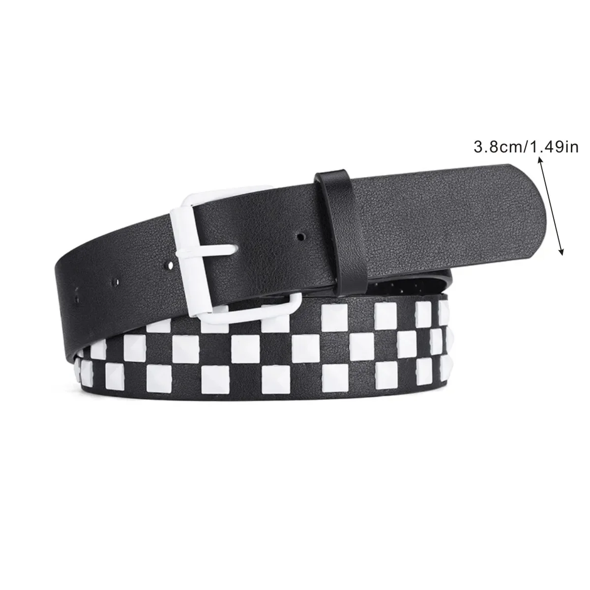 2024 latest male and female rivet pyramid punk personality hip-hop ins wind wide leather belt