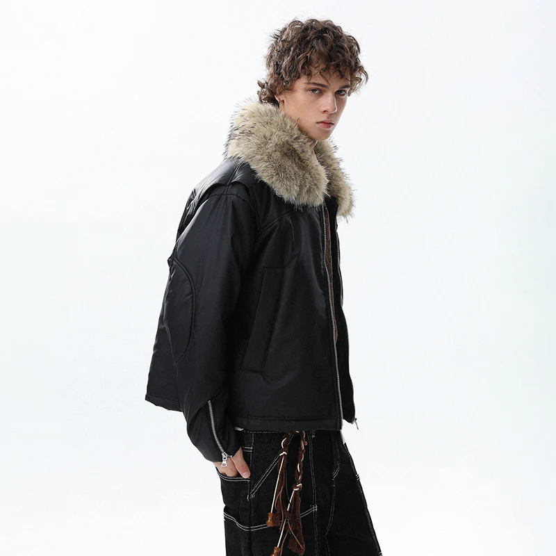 LUZHEN оригинальное высококачественное стеганое пальто из искусственного меха с воротником, мужская зимняя мода 2025 года, красивая теплая куртка-парка, мужская одежда JY5033