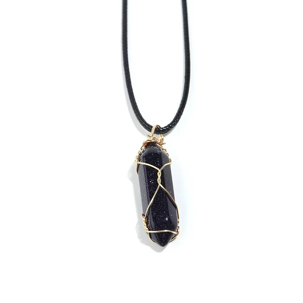 Collier pendentif hexagonal à enroulement, pierre de cristal naturel, pendentif balle, bijoux en pierre précieuse, 10 pièces