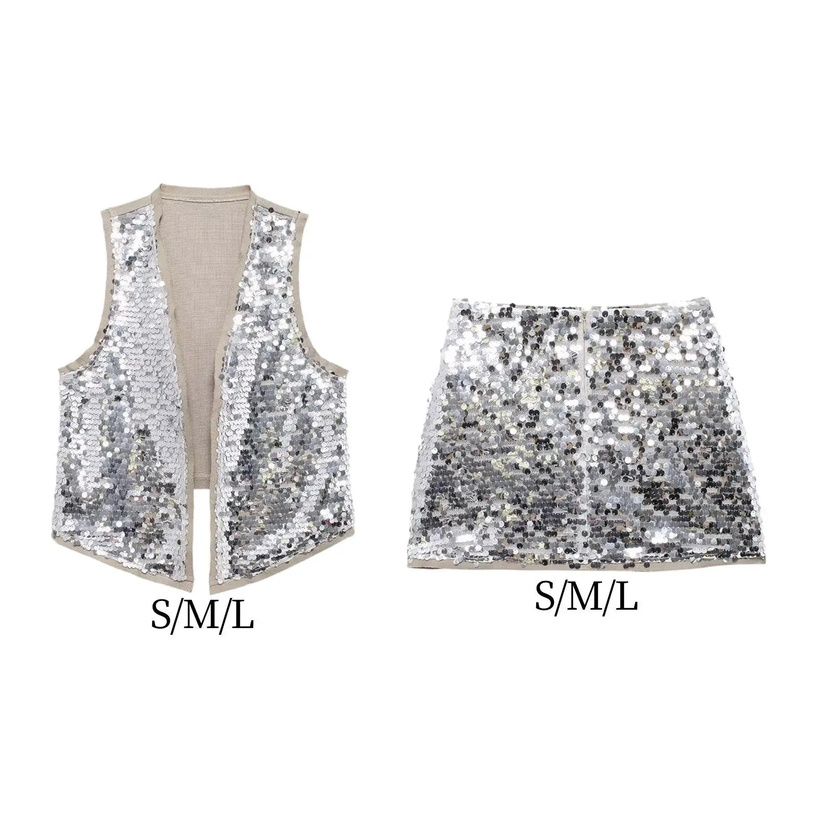 Sequins Vest Summer Beach Outfits Dance Party Sleeveless Shiny Sparkly Women Music Festival Nightclub Costume Glitter Top Outfit